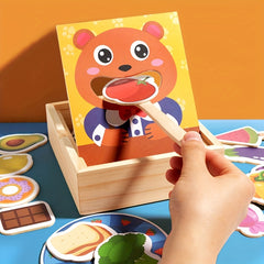 Adorable Bear Feeding Game Educational Wooden Toy for Youngsters