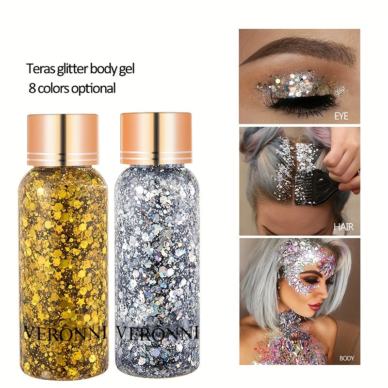 Mermaid Scale Sequins Body Glitter Gel for Party Makeup