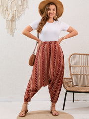  Boho Harem Pants Women's Plus Random Print High Rise