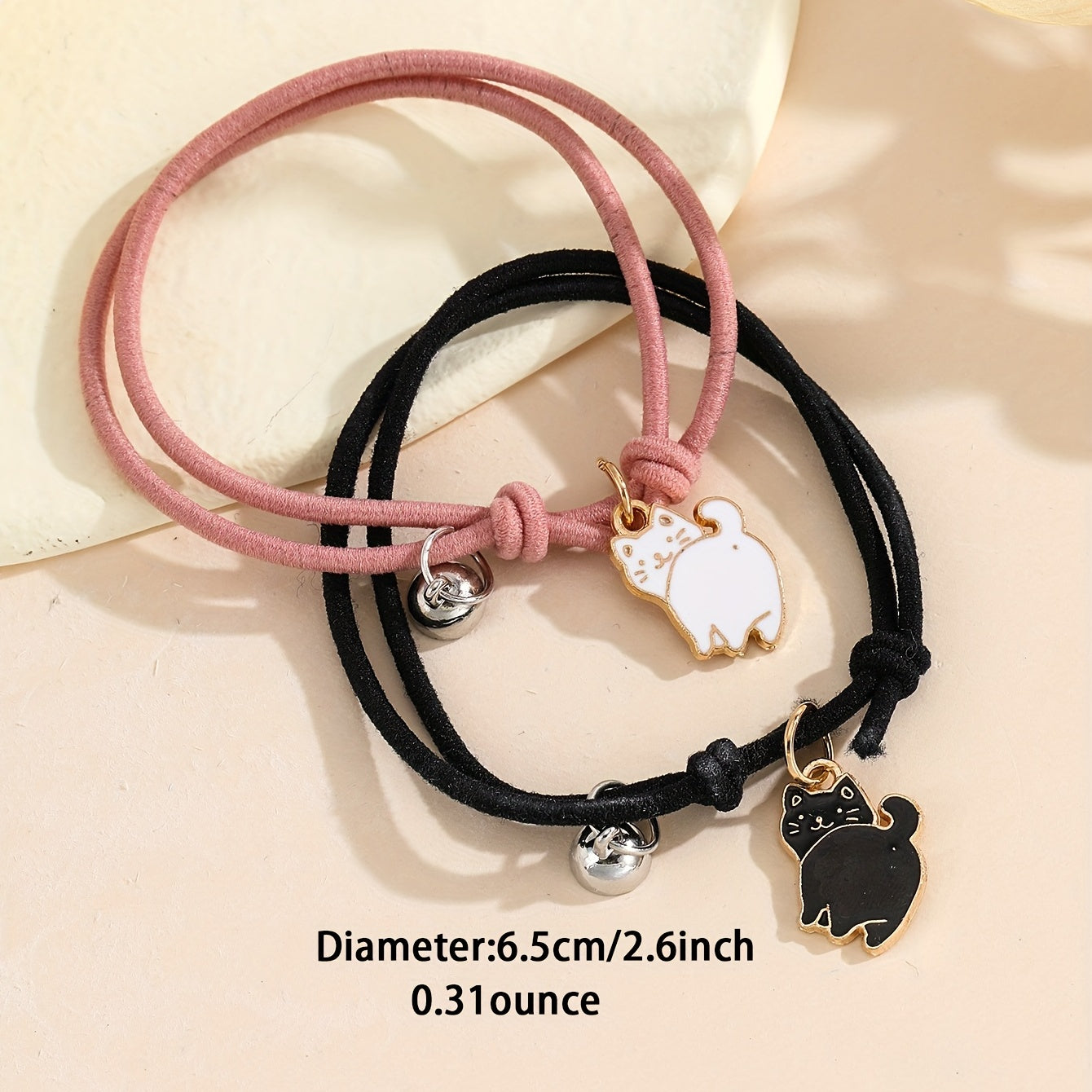 2 Pcs Cat Couple Bracelet Set Adjustable Braided Bracelet