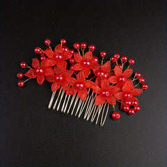 Crystal Flower Hair Comb Wedding Bridal Hair Comb Faux Pearl Flower Insert Comb