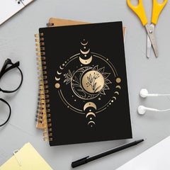 Celestial Sun and Moon Hardcover Notebook 13x21 cm Witchy Spiral Journal