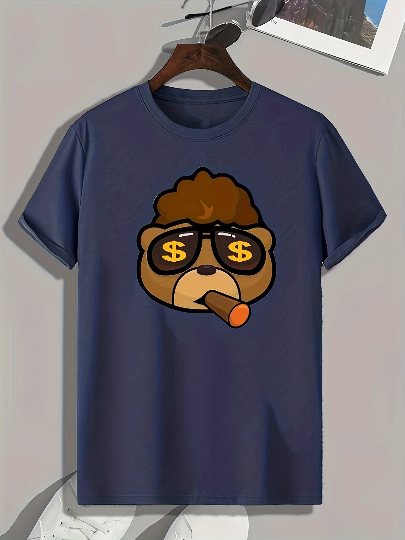Bear Print Men's Graphic T shirt for Summer