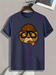 Bear Print Men's Graphic T shirt for Summer