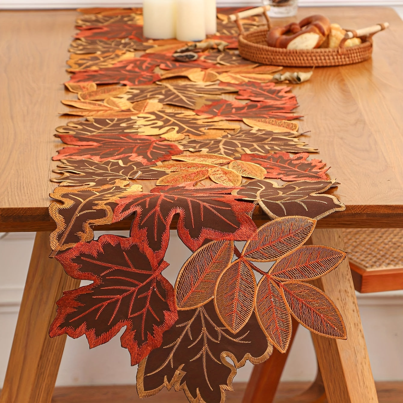 Fall Series Table Runner Thanksgiving Theme Polyester Tablecloth Maple Leaf