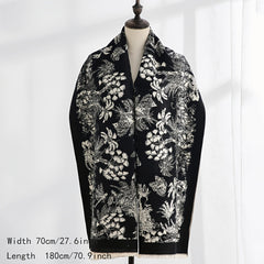 Coconut Tree Cashmere Scarf Long Warm Shawl Wraps Cashmere Fringe Scarf