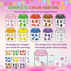 60 Kids Recognition Magnetic Stickers 10 Colors Reusable Fridge & Blackboard