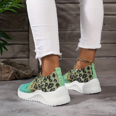 Women's Leopard Print Slip On Sneakers Lightweight Soft Shoes