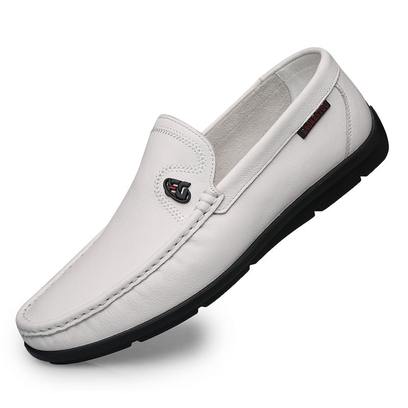 AORENTOU Men's Leather Loafers Lightweight Slip On Flat Shoes