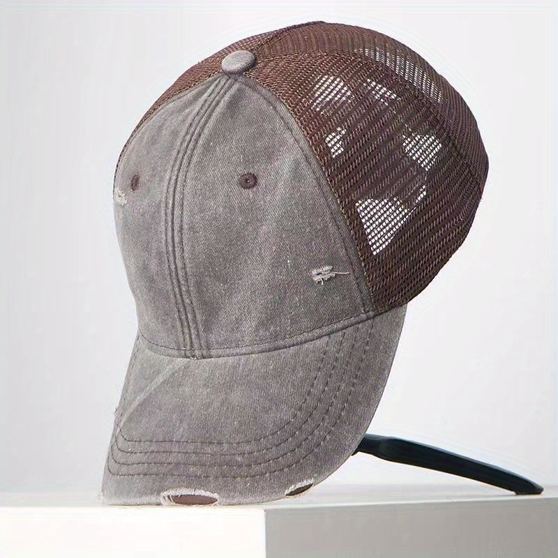 Vintage Distressed Washed Cap Mesh Board Hat for Boys Girls