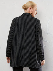  Stripe Print Long Sleeve Blazer