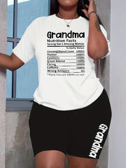  Art Letter Print Crop Top & Shorts Set