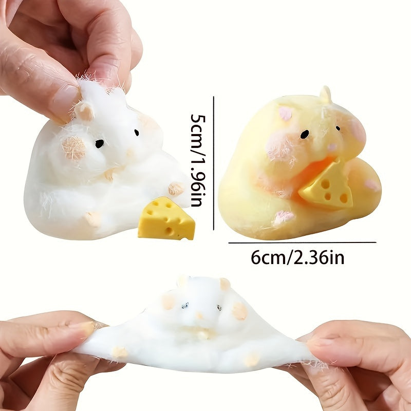 Hamster Squeeze Toy with Cheese & Bunny Motifs Soft Texture