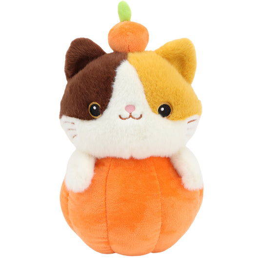 XL Pumpkin Cat Plush Toy Halloween Soft Stuffed Kitten Fluffy Body Plush Animal