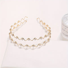 Wavy Rhinestone Head Hoop Hair Accessories for Women Girls