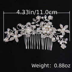 Silver Faux Pearl Crystal Wedding Hair Comb Headband
