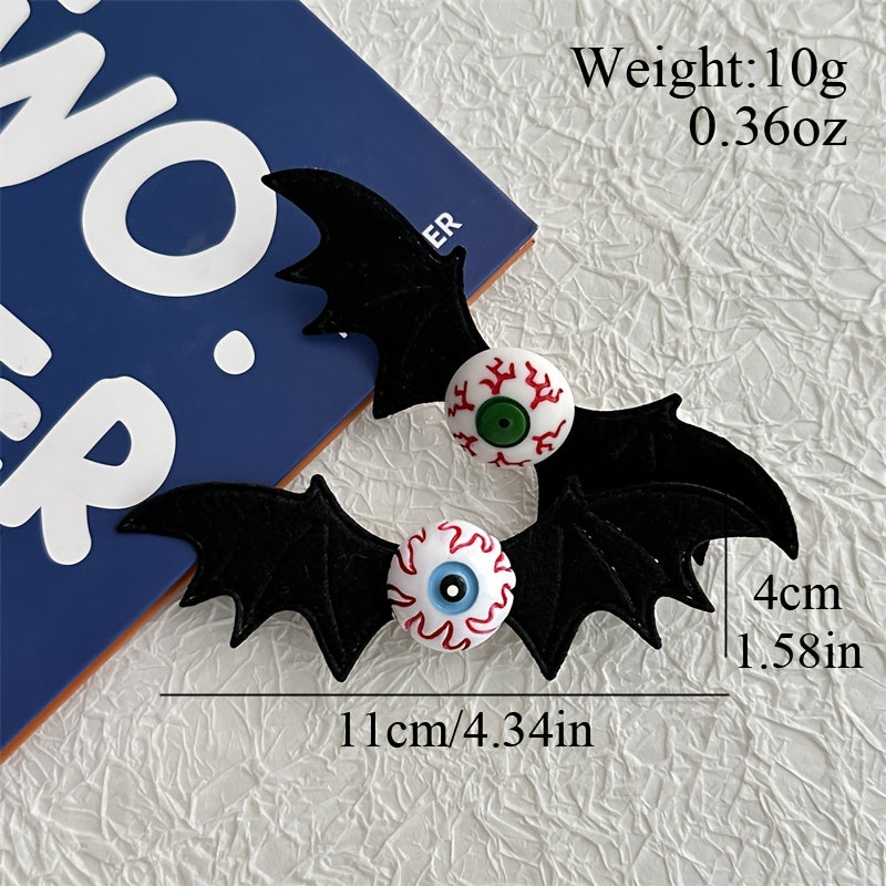 Girl's Green Eyeball Bat Wings Hair Clip Halloween Gothic Hair Accessories