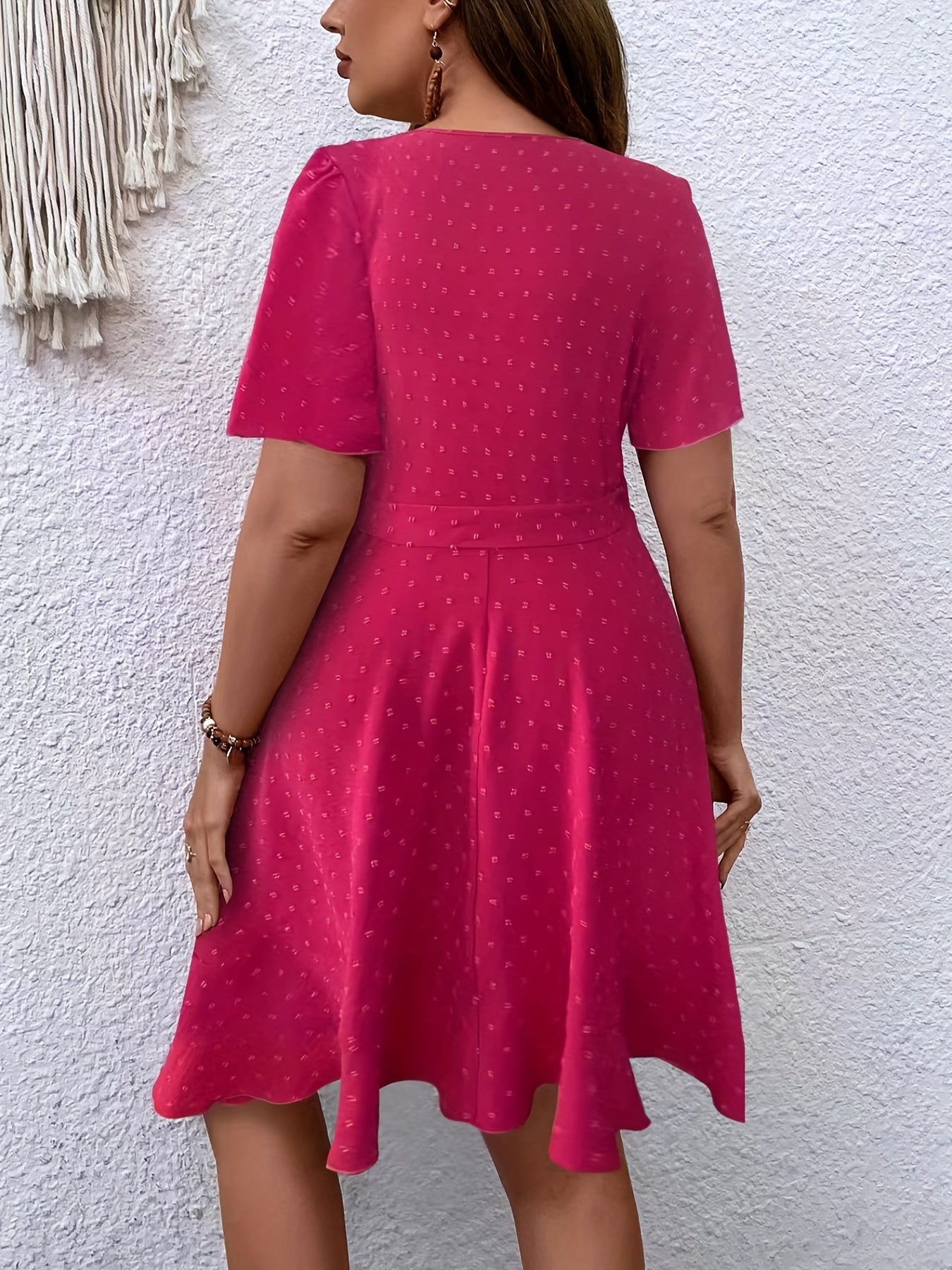  Boho Dress Women's Plus Floral Print Short Sleeve Ruffle Trim
