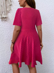  Boho Dress Women's Plus Floral Print Short Sleeve Ruffle Trim