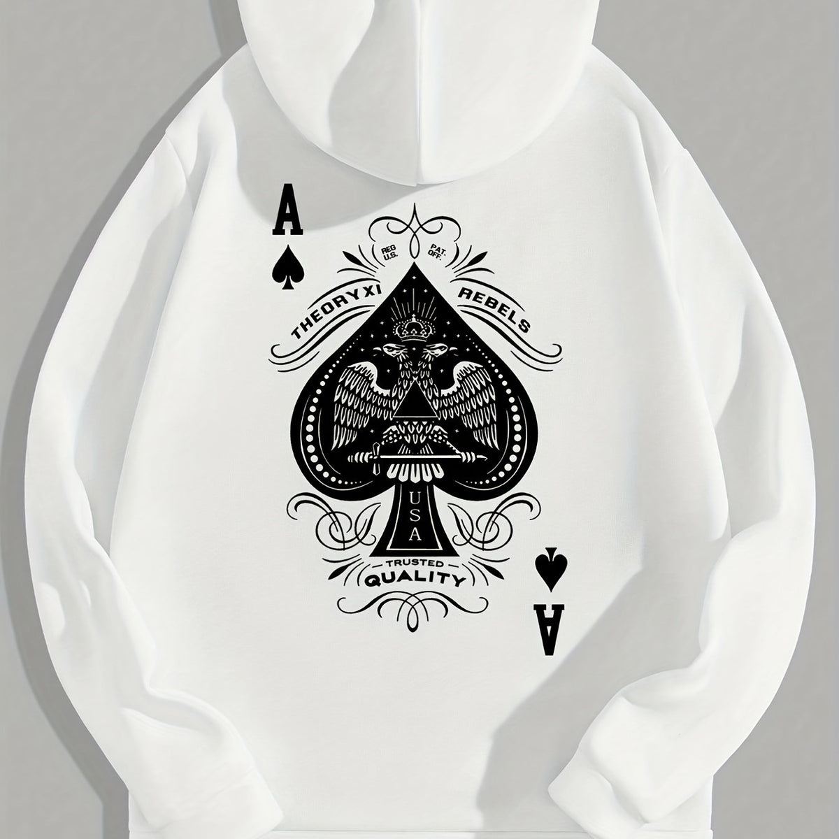 Spade Print Hoodies For Men Graphic Fleece Sweatshirt With Kangaroo Pocket