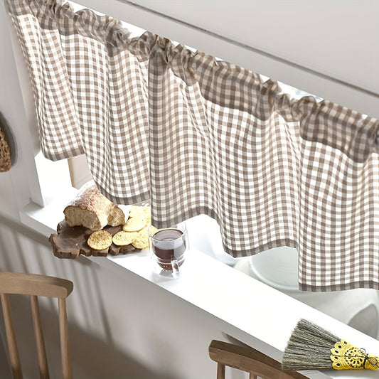Plaid Short Curtain Modern Balcony Cafe Curtain