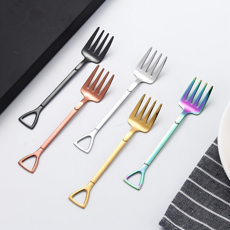 4pcs Stainless Steel Fruit Cake Dessert Forks Creative Shape Tableware