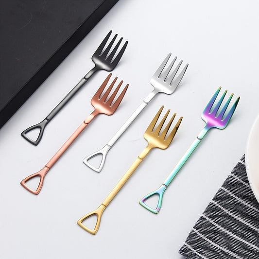 4pcs Stainless Steel Fruit Cake Dessert Forks Creative Shape Tableware