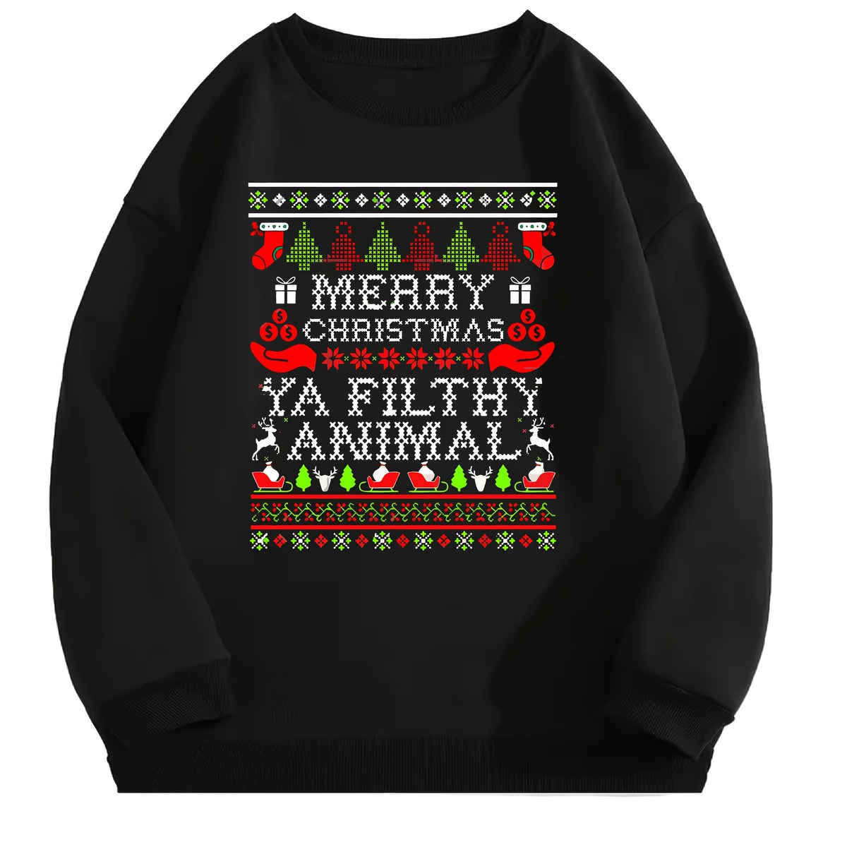 Christmas Print Men's Crew Neck Long Sleeve Sweatshirt Casual Wear