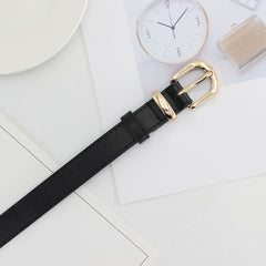 Casual PU Leather Belt with Golden Pin Buckle for Women