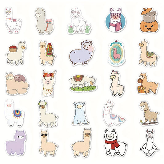 50pcs Cartoon Llama Stickers, Waterproof & Unique for Luggage Skateboard