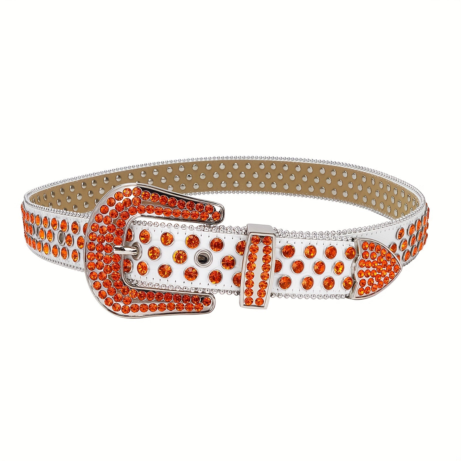 Sparkle Rhinestone Belt Western Cowboy Cowgirl Orange Crystal Studded Strap