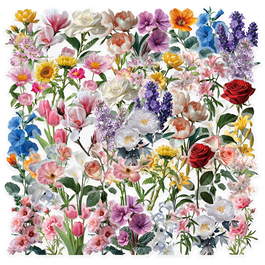 Elegant Blooming Flower Language Stickers: Perfect for Scrapbooks, Cars, Bic