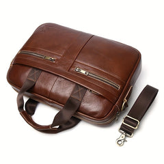 Men's Leather Briefcase Large Capacity Shoulder Bag Computer Handbag