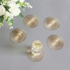6pcs Round PVC Coasters Floral Pattern Solid Coasters Washable Placemat