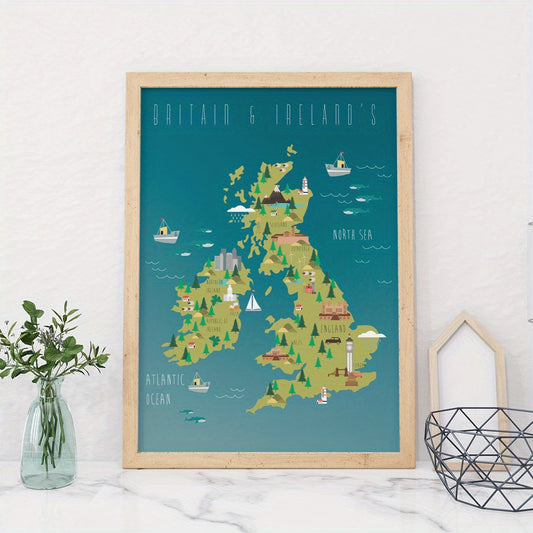 Cartoon Style Map Poster for Children's Room Decor