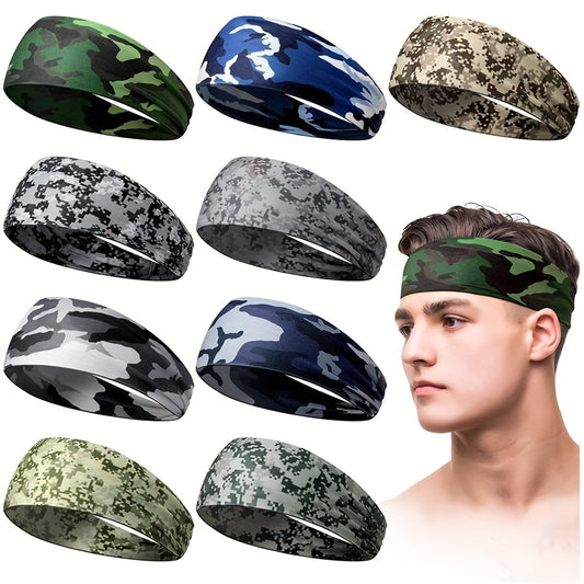 Camouflage Pattern Running Headband Moisture Wicking Elastic Band