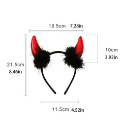 Halloween Demon Headdress Headband Red Dark Horn Goth