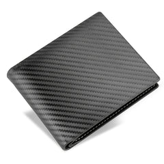 Men's Carbon Fiber Wallet Card Holder with Zipper Horizontal Wallet