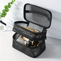 Mesh Transparent Toiletry Bag Portable Handheld Cosmetic Storage Bag