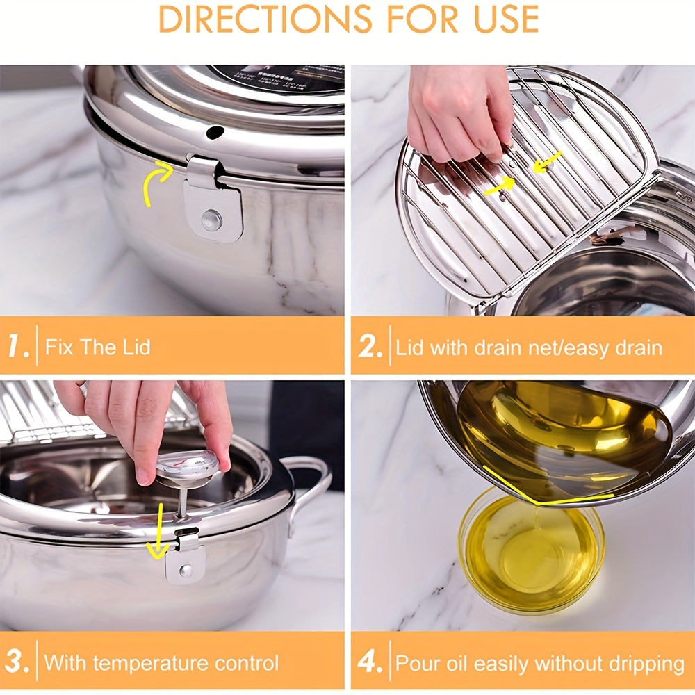 Kitchen Cooking Pot Deep Frying Tempura Fryer Pan Temperature Controllable