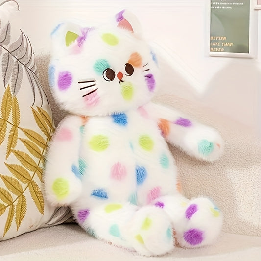 42Cm Cat Plush Toy with Colorful Polka Dots for Home Decor & Celebrations