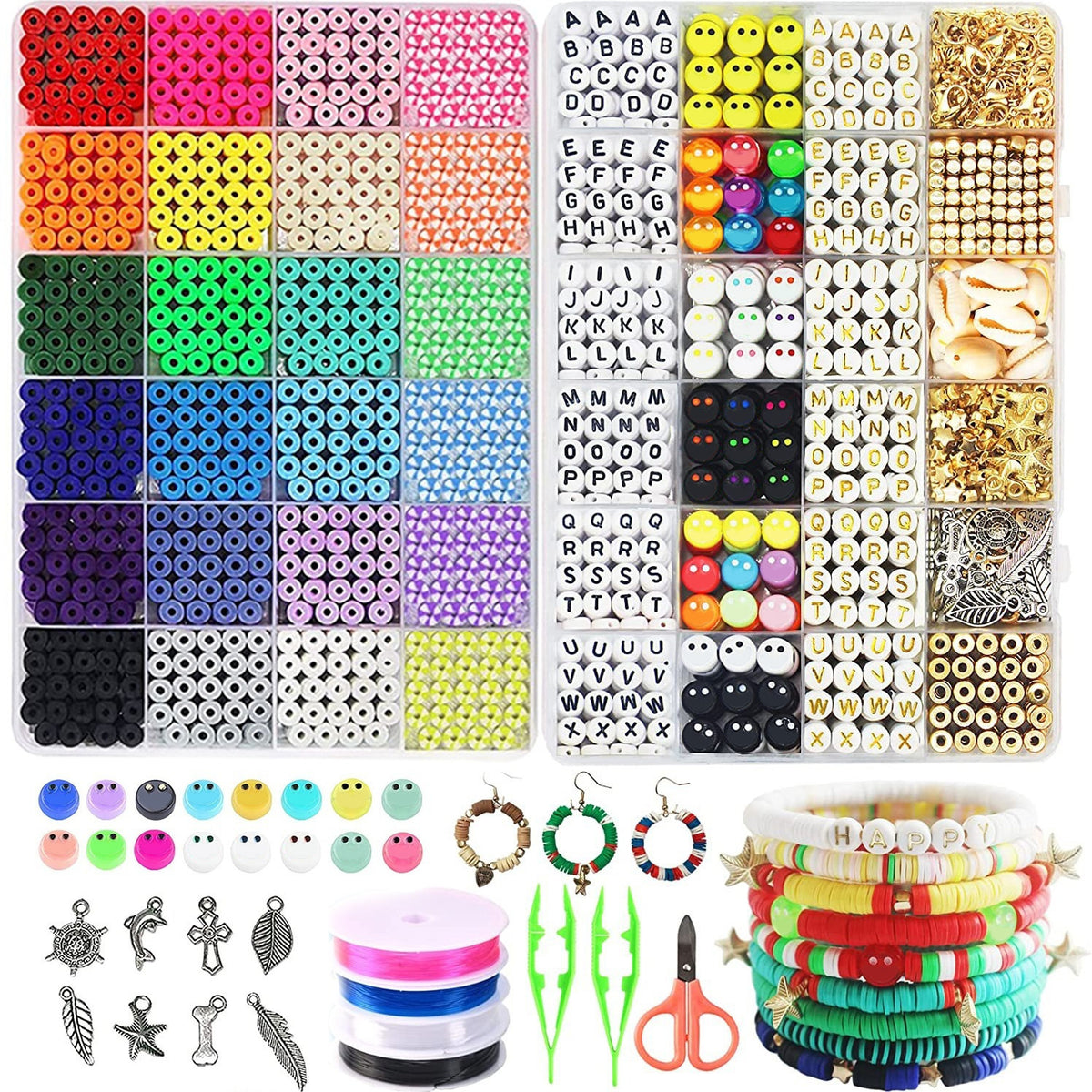 Clay Beads Kit Smiley Face Letter DIY Bead Supplies