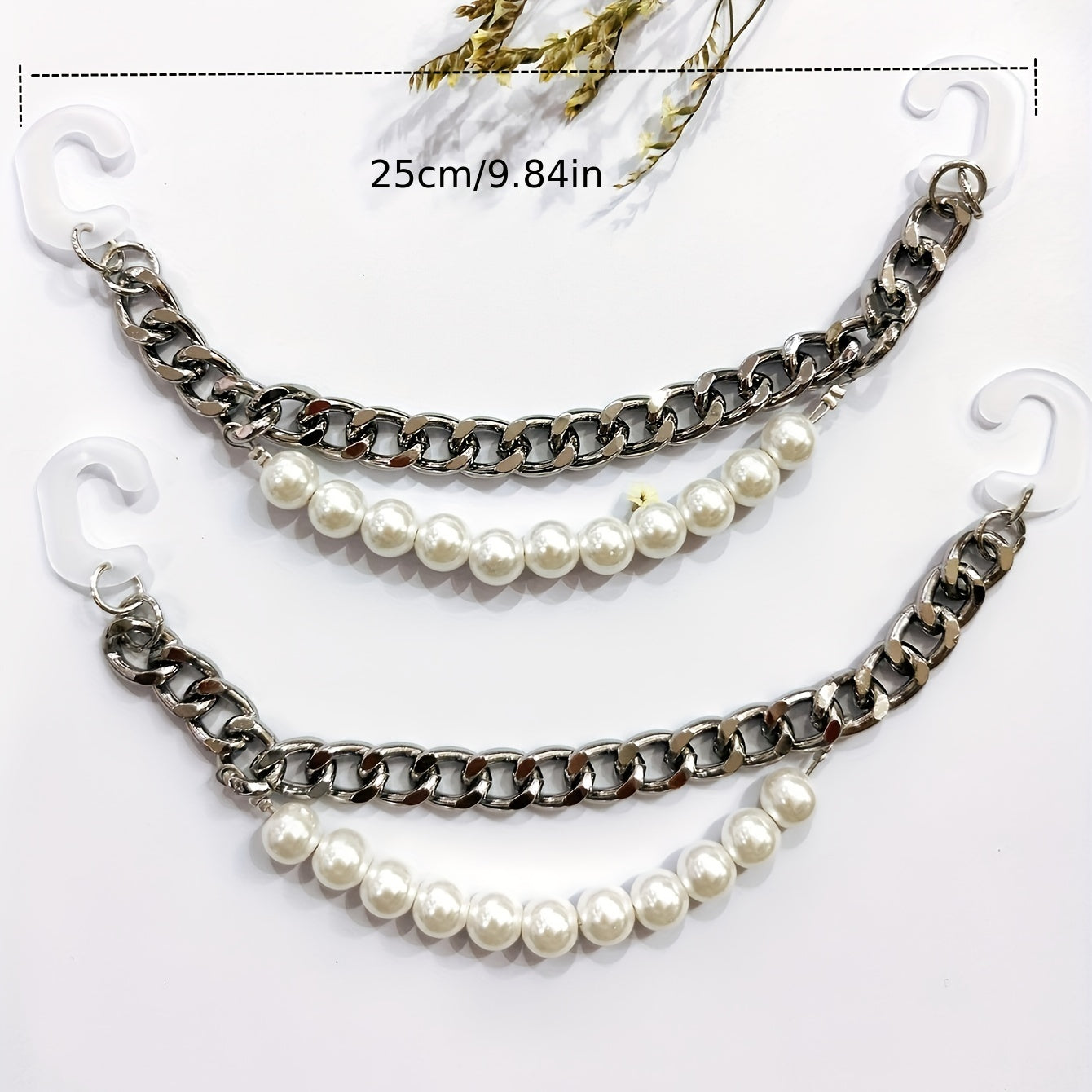 2pcs Faux Pearl Shoe Clogs Chains DIY Accessories