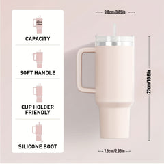 40 oz Tumbler with Handle and Straw Lid, Leakproof Silicone Boot