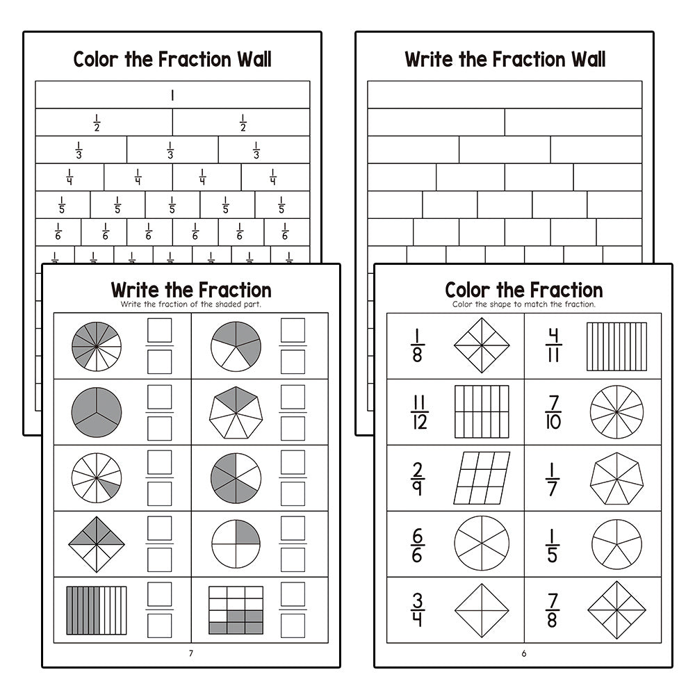 LACHILLY'S Fraction Learning & Practice Workbook 3-4 Math