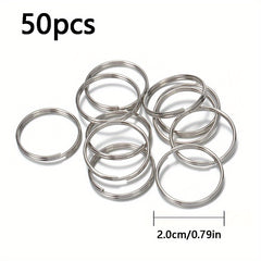 50pcs Metal Keyring Blank Circle DIY Keychain Jewelry Making 6 20mm