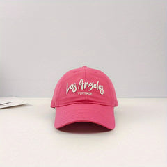 LA Embroidery Baseball Cap Vintage Solid Cotton Dad Hat Unisex