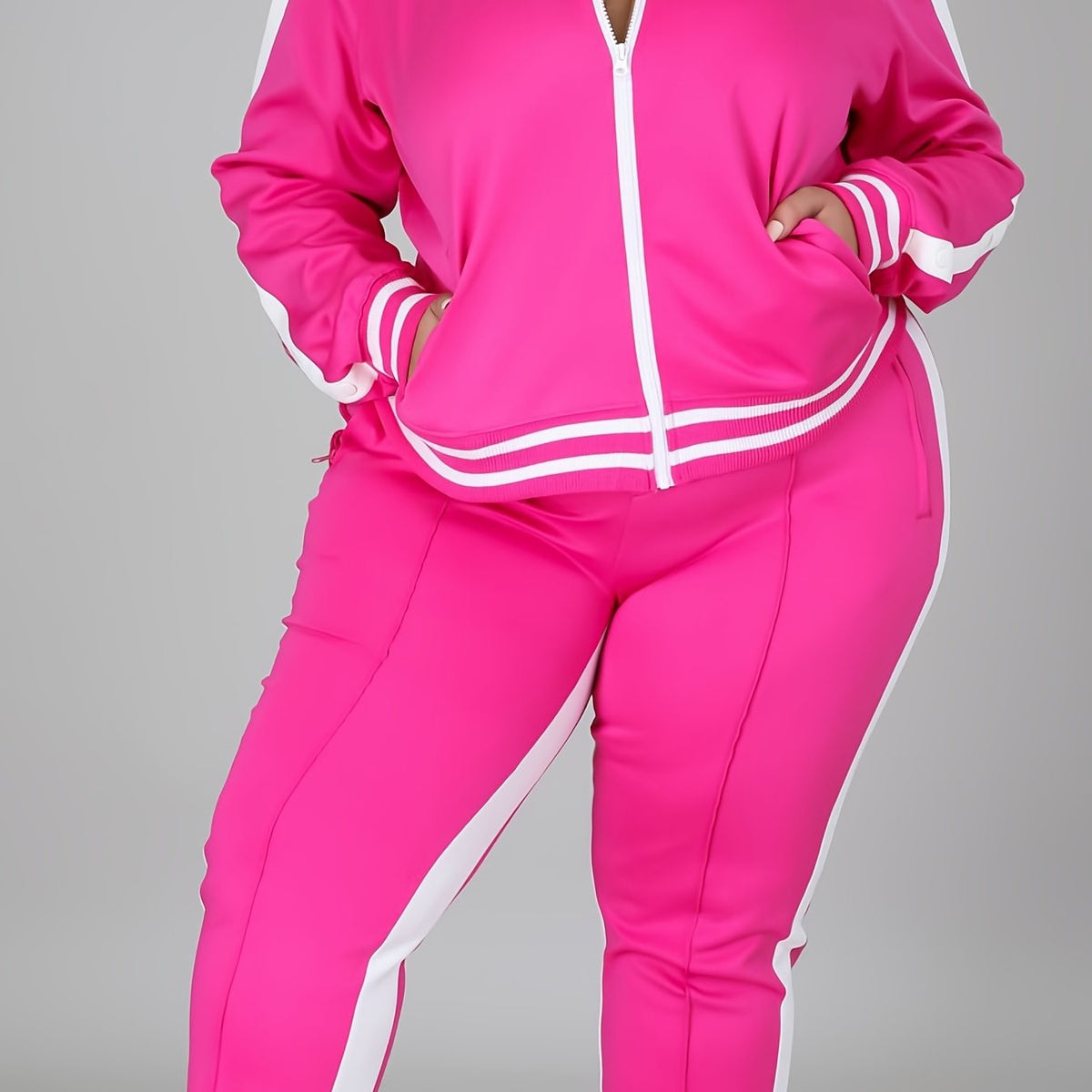  Zipper Long Sleeve Jacket & Pants Sports Set