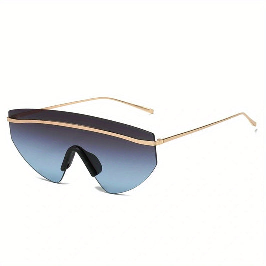Y2K Rimless Sunglasses Gradient Lens Metal Temple Glasses