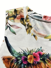 Floral & Cattle Print Tank Top for Women